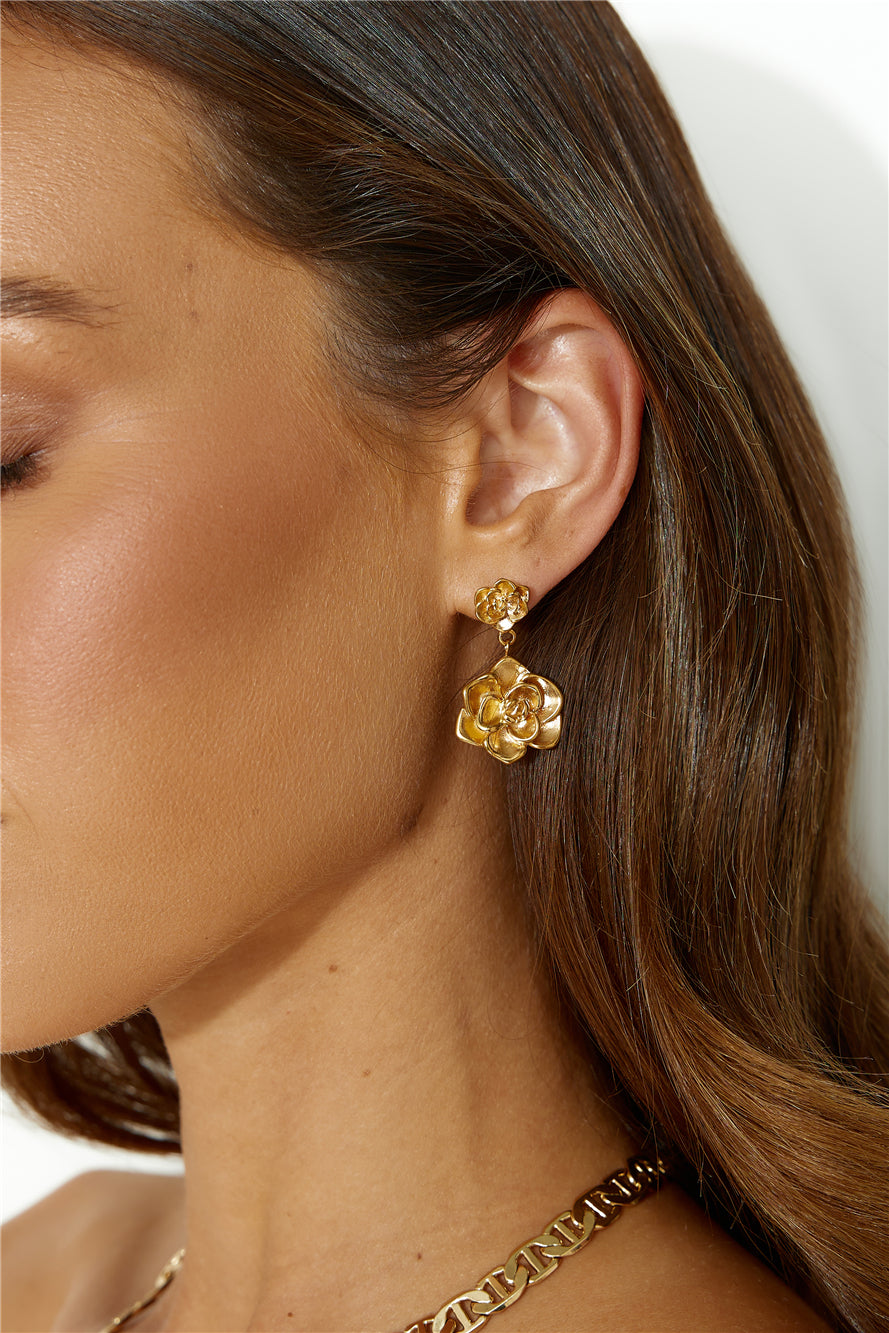 18k Gold Plated Full Bloom Earrings Gold Venuries