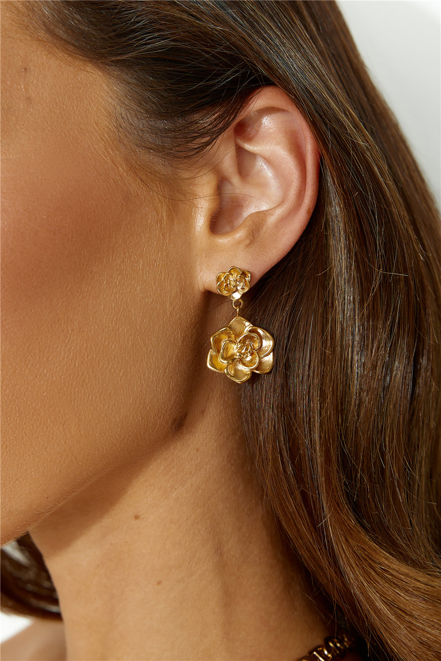 18k Gold Plated Full Bloom Earrings Gold Venuries