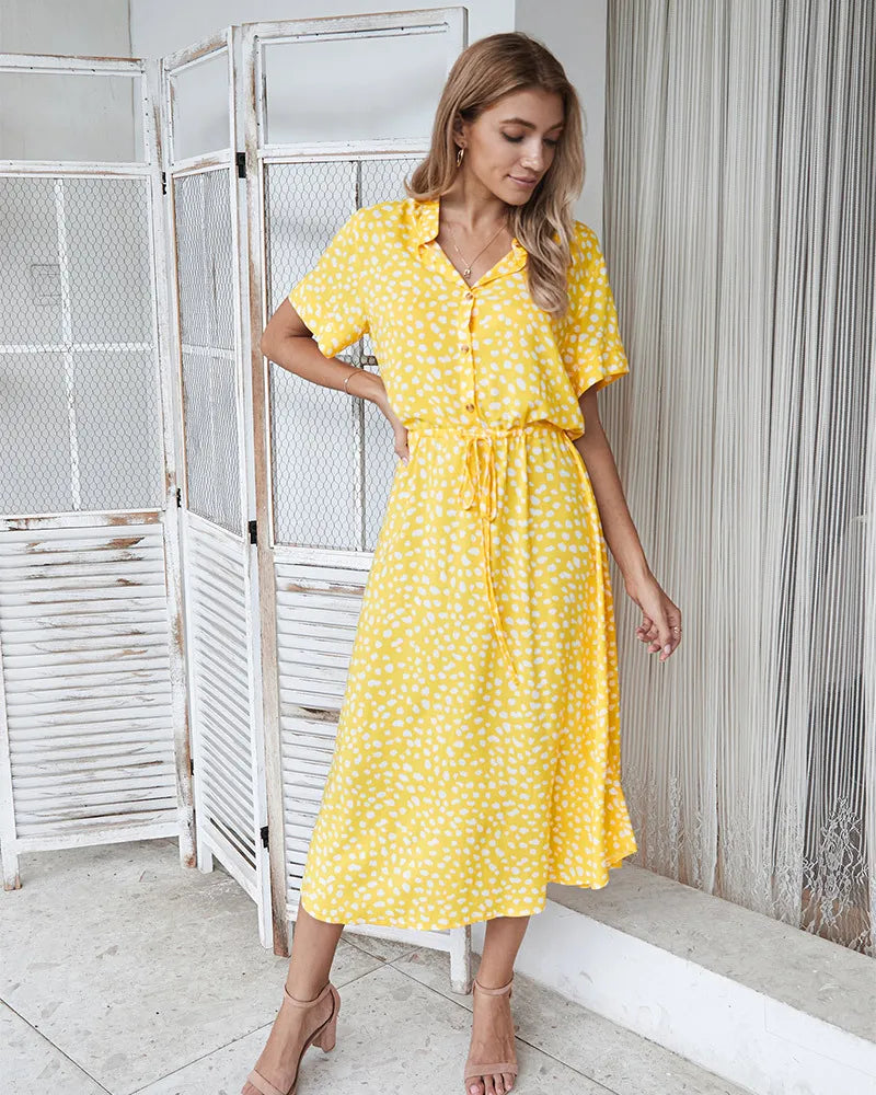 Emilia | Polka Dot Print Short Sleeve Dress