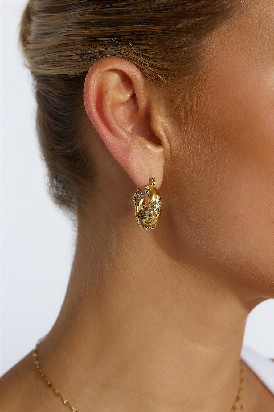 18k Gold Plated Crystal Lover Earrings Gold Venuries