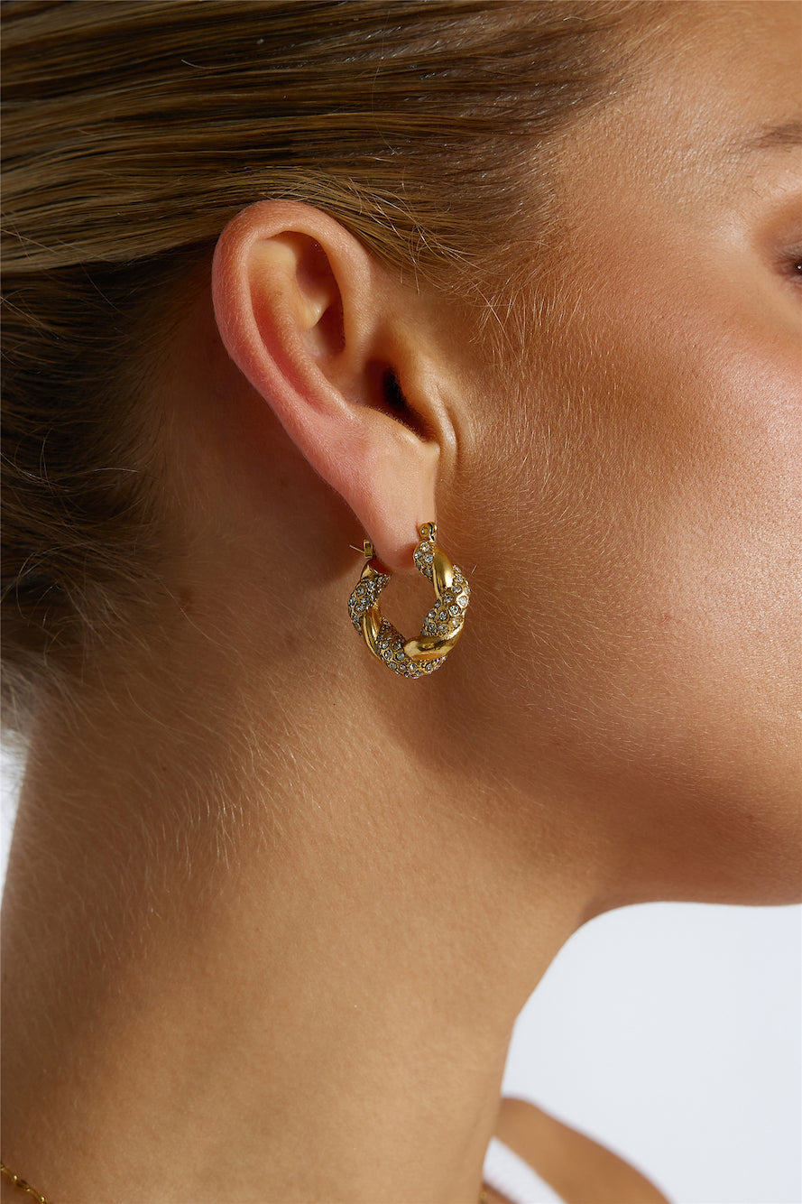 18k Gold Plated Crystal Lover Earrings Gold Venuries