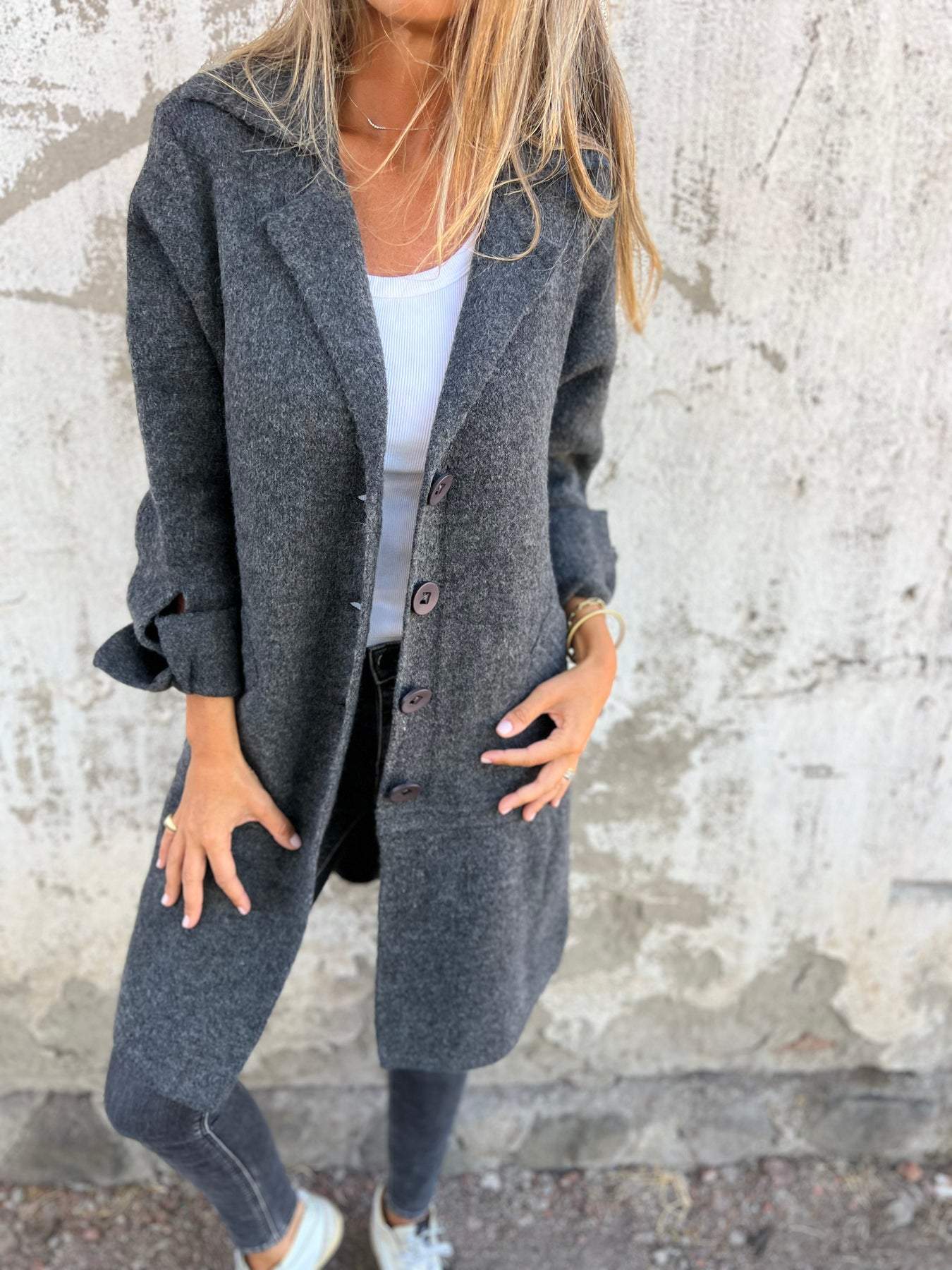 Lucy | Casual Long Coat with Lapel