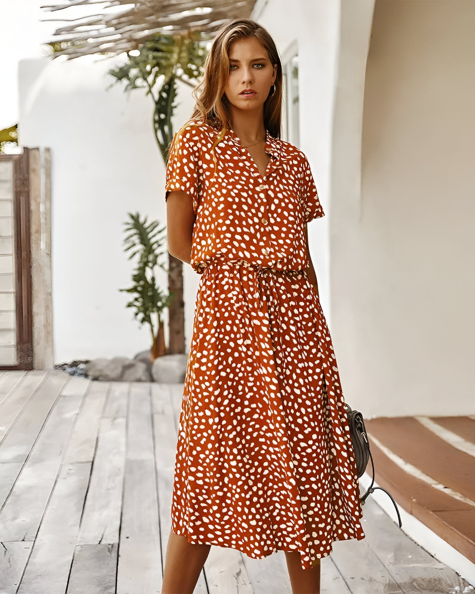 Emilia | Polka Dot Print Short Sleeve Dress