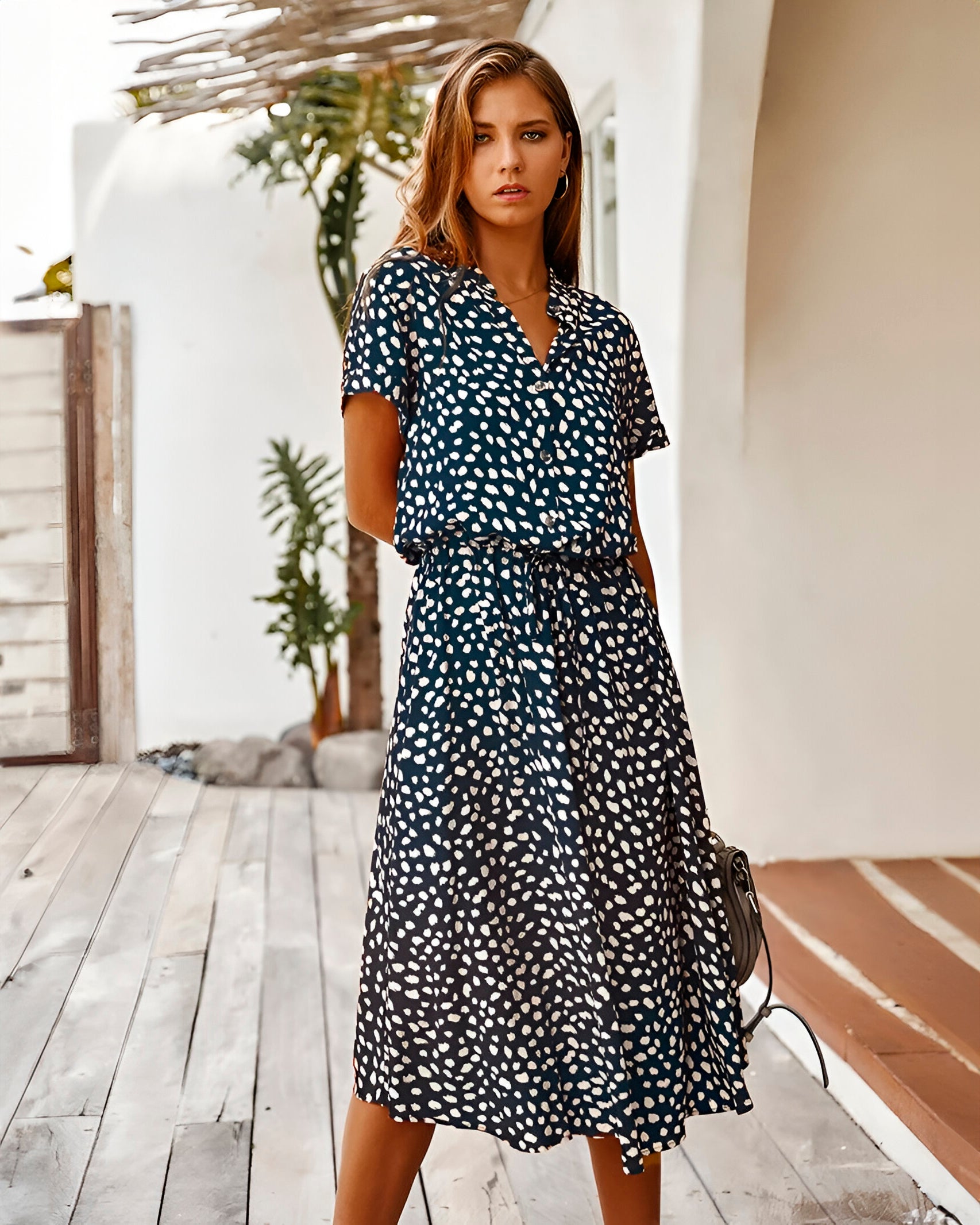 Emilia | Polka Dot Print Short Sleeve Dress