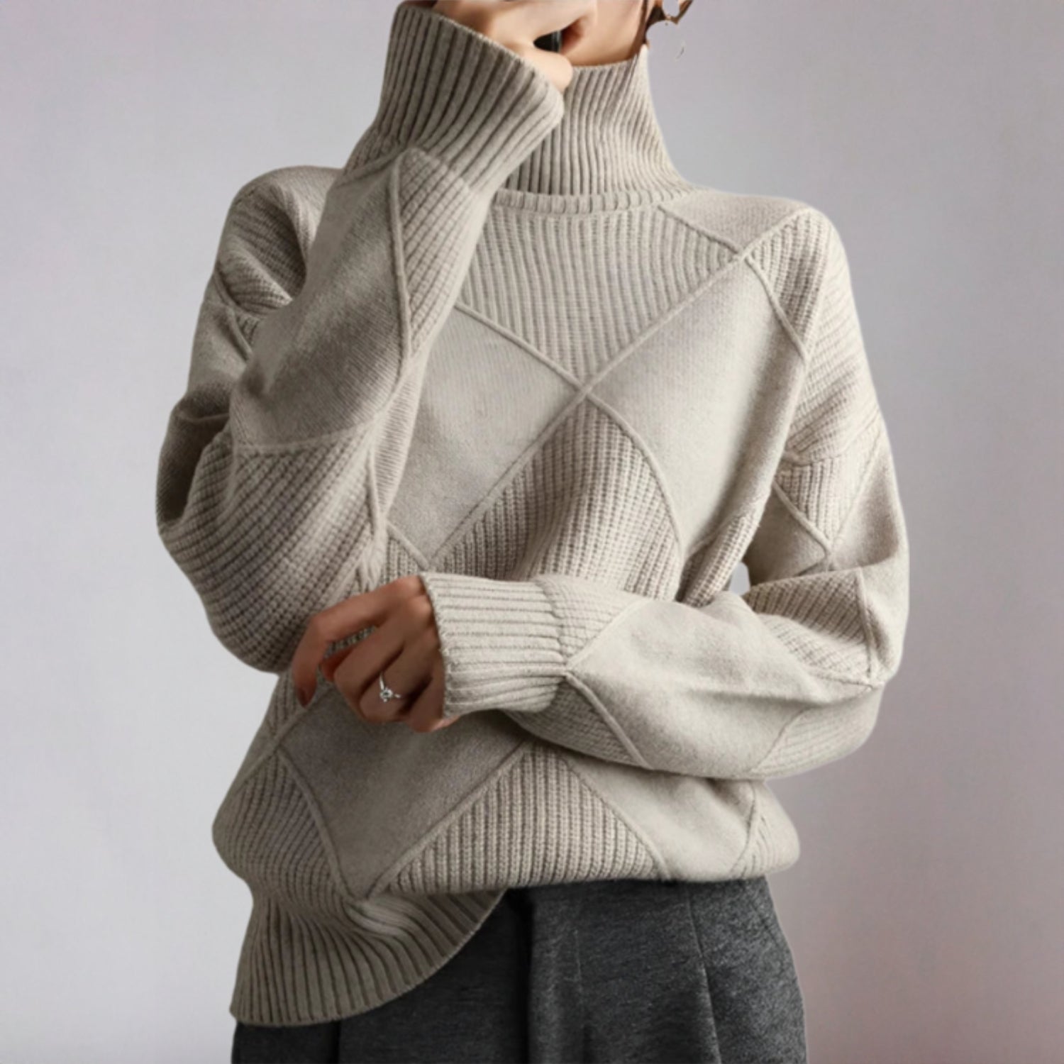 Kinsley | Argyle Turtleneck Sweater