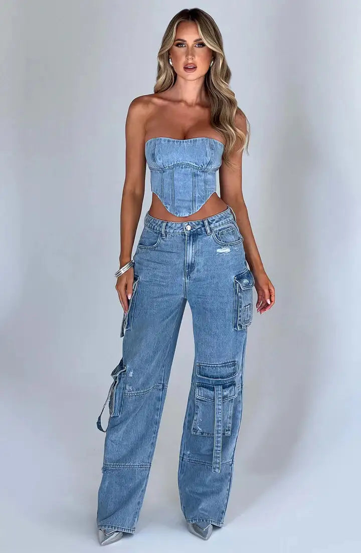 Georgia | Cargo Denim Jeans Venuries